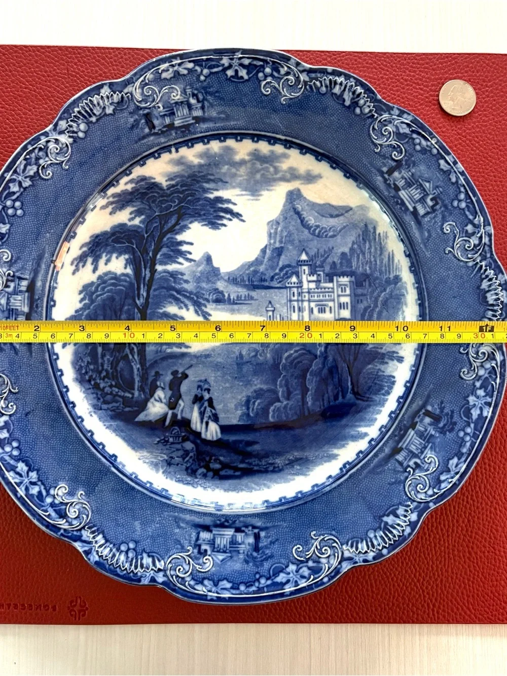 Vintage Staffordshire Flow Blue ironstone charger plate Jenny Lind pattern